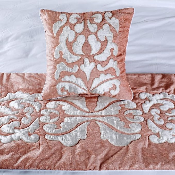 The HomeCentric Handmade Peach & Ivory King 90 x 18 inch Bed Runner Without - Image 6