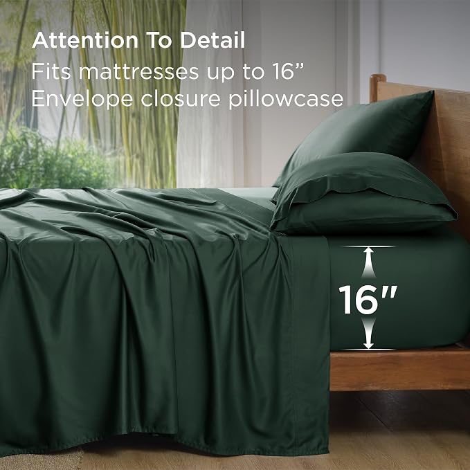 Bedsure Queen Sheet Set, Rayon Derived from Bamboo, Cooling Sheets, Breathable - Image 5