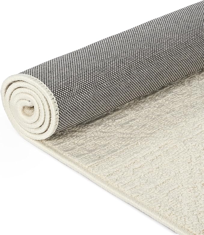 jxgzyy Beige Area Rug, 0.36'' Thick Low Pile Textured Rug, Modern Aesthetic - Image 4