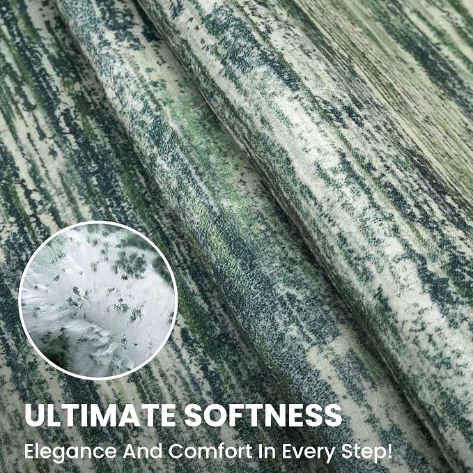 2x6 Modern Abstract Runner Rug for Hallways, Dark Green Super Soft Hallway - Image 7