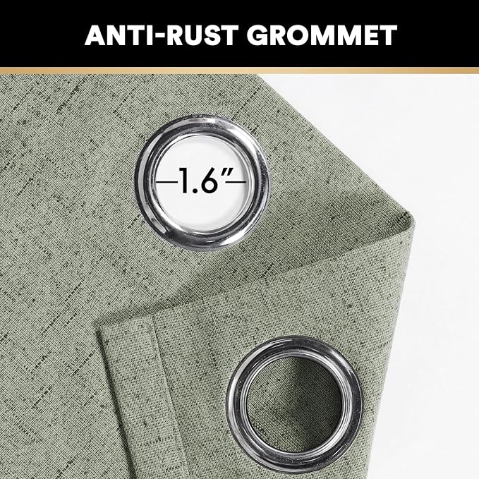 PrinceDeco 100% Linen Blackout Curtains 108 Inches Long Faux Linen Blackout - Image 7