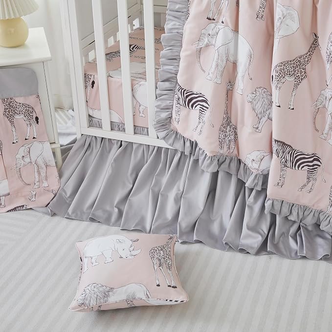Brandream Crib Bed Skirt for Baby Girls Boys Gray Boho Bohemian Neutral Solid - Image 4