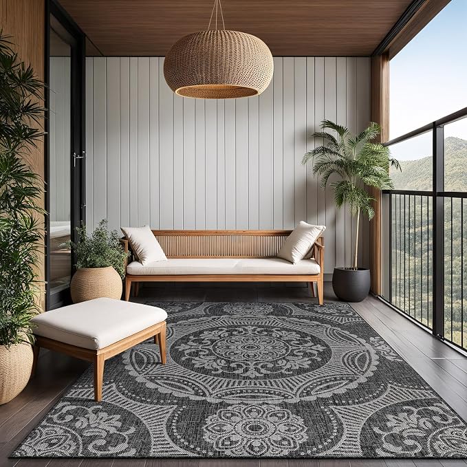 Medallion Outdoor Rug 5x7 Washable Outside Carpet - Image 8