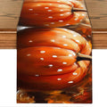 Fall Table Runner with Autumn Leaves & Pumpkins – Rustic Farmhouse Style by THISFIND