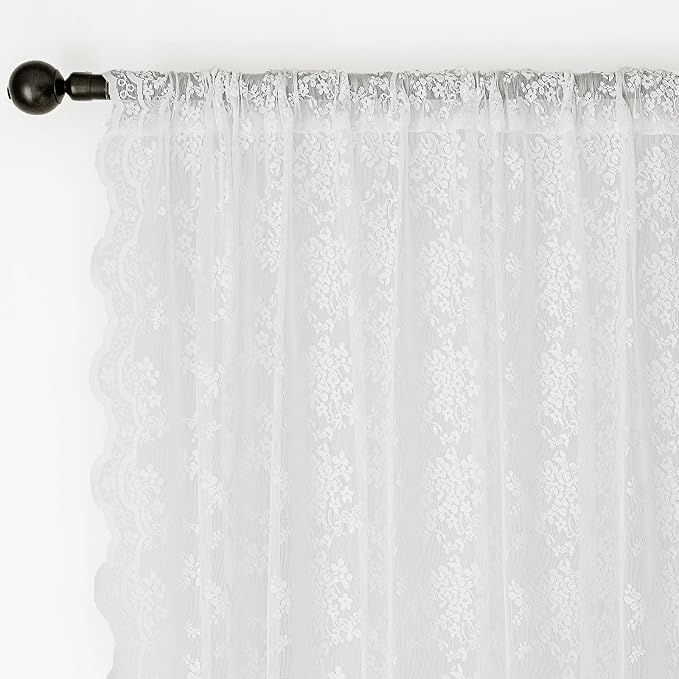 Anmao Vintage Lace Curtains 54 Inches Long 2 Panels Set, Romantic Elegant Light - Image 6