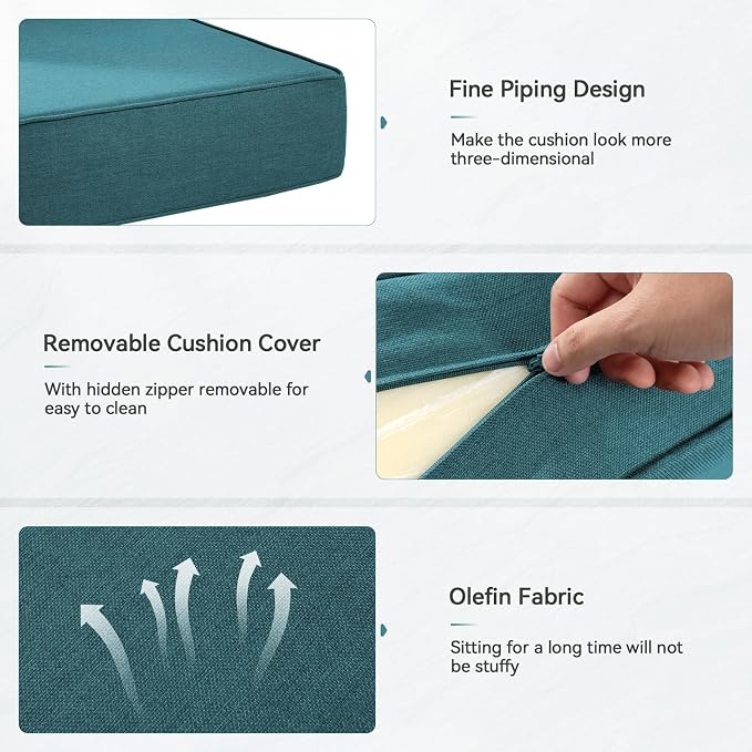 Luxury 6" Outdoor Cushions for Patio Furniture, Fade Resistant Couch Chair - Image 9