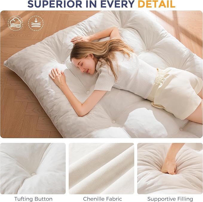 MAXYOYO Japanese Floor Mattress Full Size, Thick Chenille Tatami Mat Sleeping - Image 5