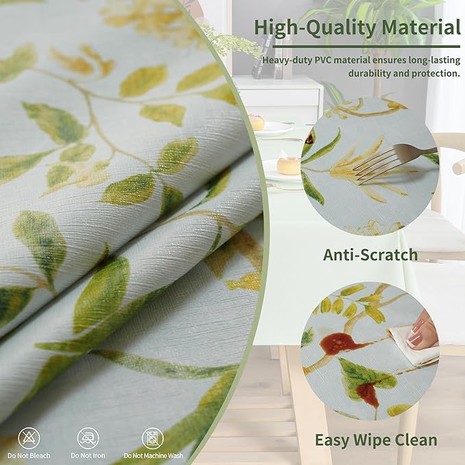Square Table Cloth, 100% Waterproof Tablecloth Oil Proof Spill Proof Vinyl - Image 3