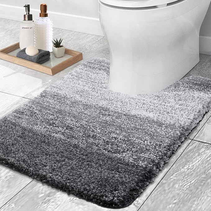 OLANLY Luxury Toilet Rugs U-Shaped 24x20, Extra Soft and Absorbent Microfiber by OLANLY