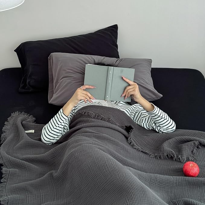 MorroMorn 100% Cotton Queen Size Bed Blanket 80"x90" Muslin Blanket - Image 6