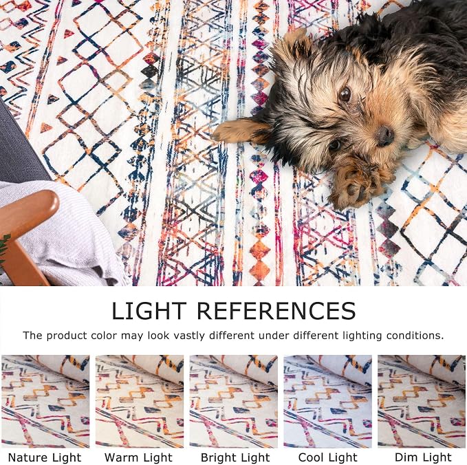 KUTA 3x5 Rugs for Entryway Boho Area Rug for Living Room, Moroccan Multi-Color - Image 4