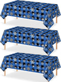 3Pcs Christmas Buffalo Plaid Snowflake Party Tablecloths Decorations, Plastic by JectivsPartyDecorations