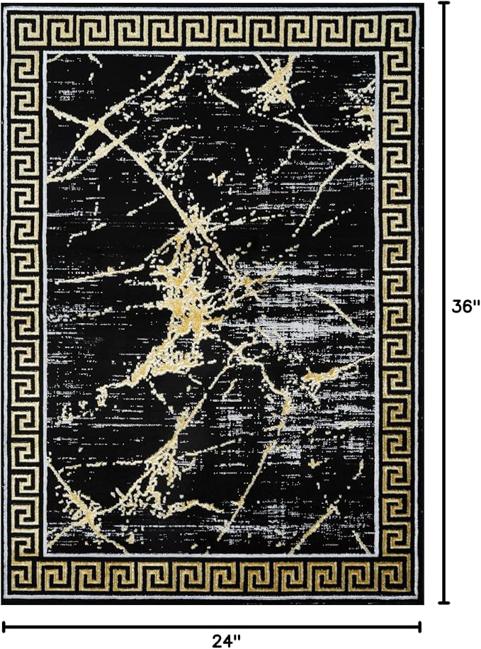 GLORY RUGS Area Rugs Marble 2x3 Black Gold Carpet Modern Abstract Rug Living - Image 2