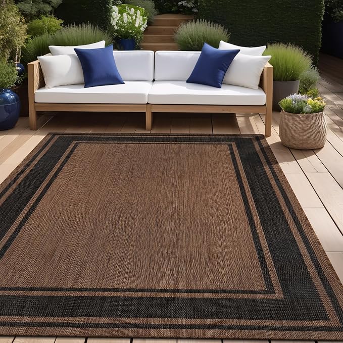 Beverly Rug Outdoor Rug 6x9 Modern Bordered Area Rugs - Image 9