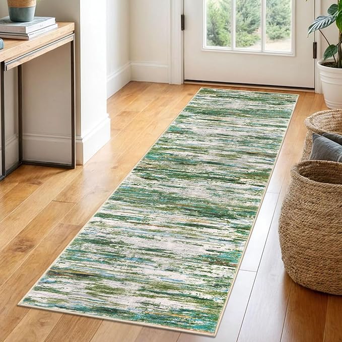 2x6 Modern Abstract Runner Rug for Hallway, Non-Shedding Washable Rug for by SiiloomRug