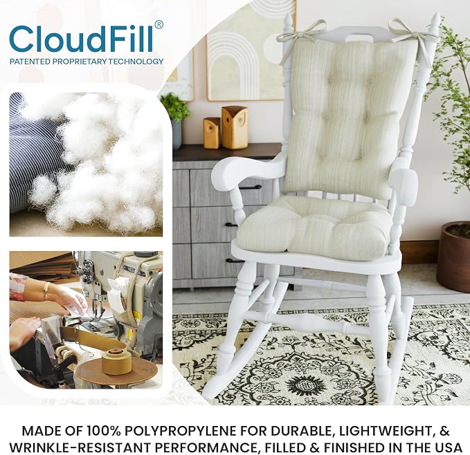 Klear Vu Omega Non-Slip Rocking Chair Cushion, Assembled in USA, Thick Tufted - Image 4
