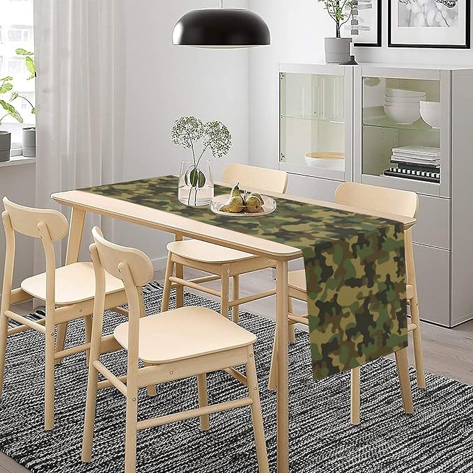 Camo Table Runner, Military Camouflage Coast Guard Force Soldier Hunting Themed - Image 2