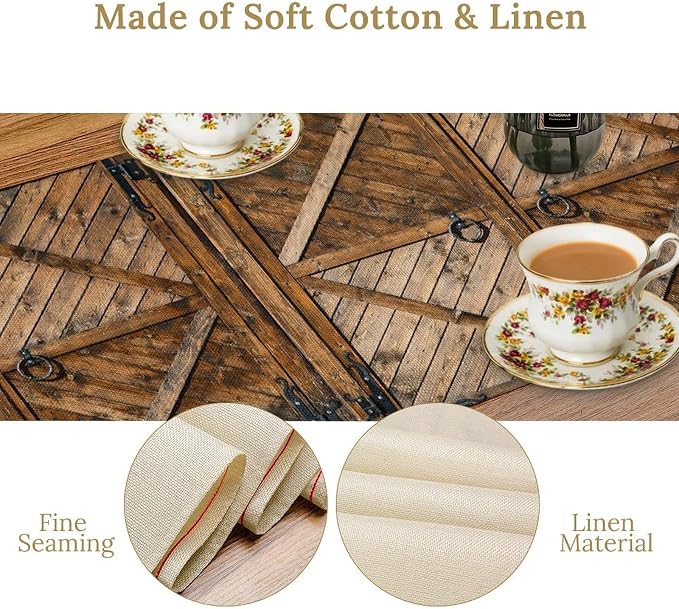 Rustic Barn Door Table Runner Retro Old Wooden Farmhouse Western Country - Image 5
