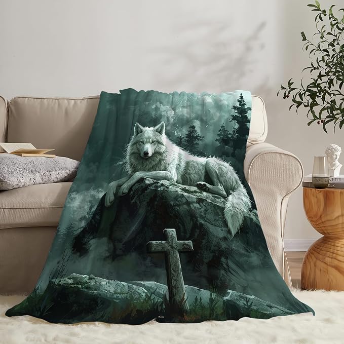 Christian Wolf Throw Blanket - Image 7