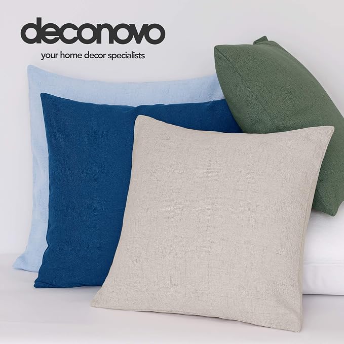 Deconovo Blank Pillow Covers 18x18, Throw Cushion Cover Set of 4, Faux Linen - Image 3