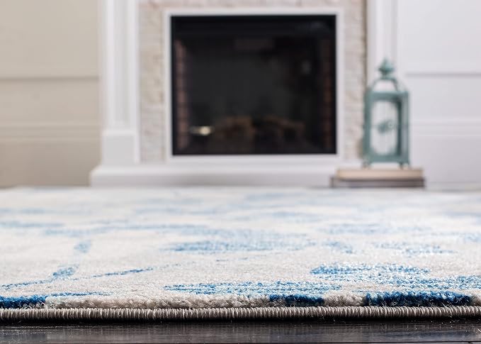 SAFAVIEH Evoke Collection 2'2" x 4' Grey/Light Blue EVK236J Floral Non-Shedding - Image 4