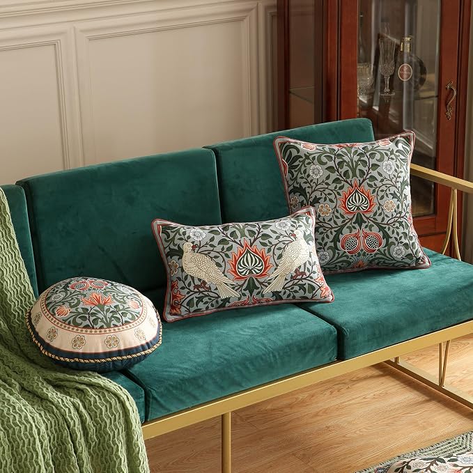 ISAENNE Designer William Morris Rectangular Throw Pillow Covers 12x20 Pack of 2 - Image 3