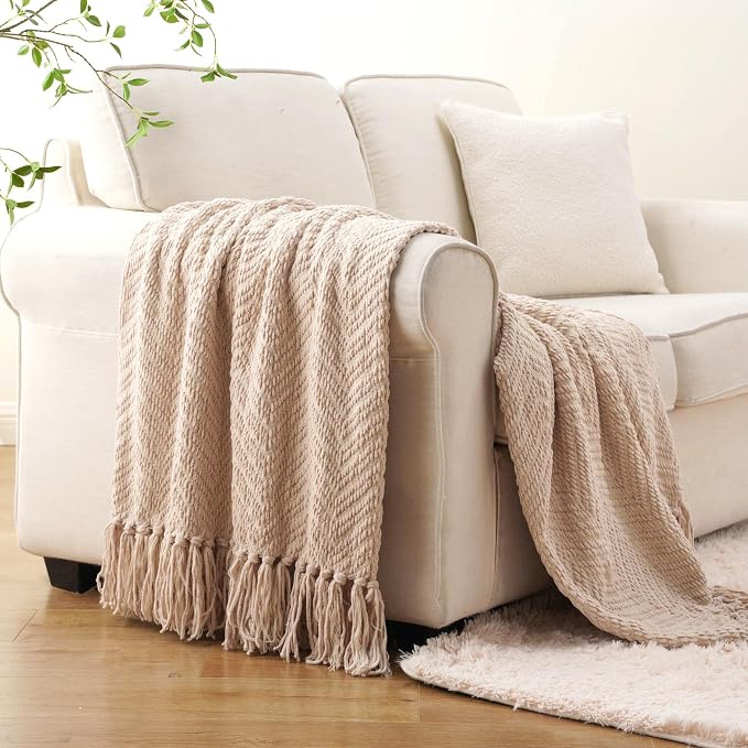 BATTILO HOME Beige Throw Blanket - Image 6