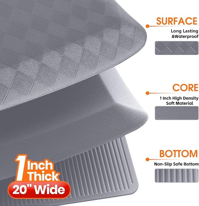 StepRite 1” Thick Kitchen Mats for Floor, Anti Fatigue Kitchen Rugs, Heavy Duty - Image 7