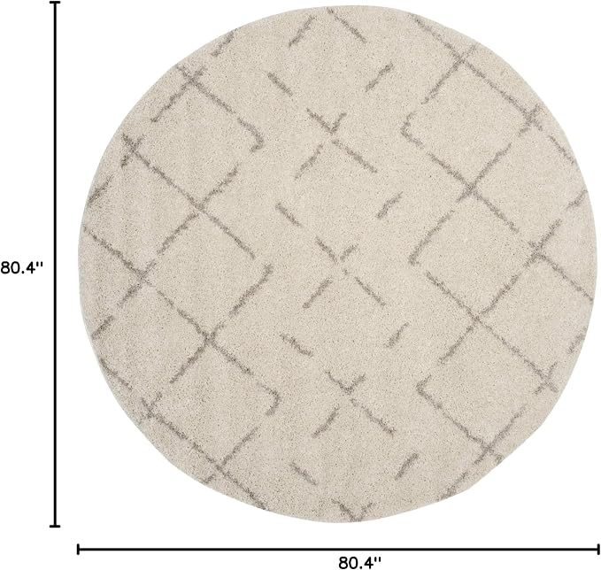 SAFAVIEH Arizona Shag Collection 6'7" Round Ivory/Beige ASG743A Moroccan - Image 2