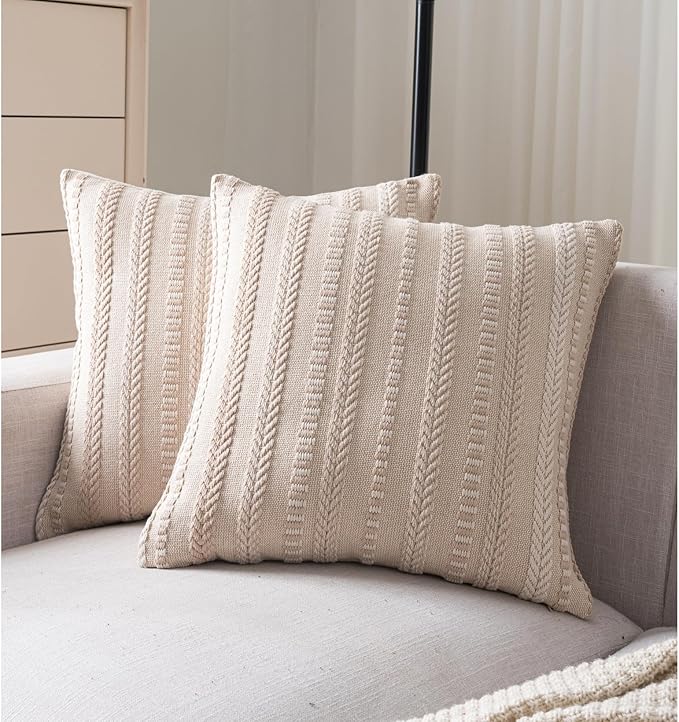 Boho Throw Pillow Covers 22x22 Inch Set of 2, Farmhouse Decorative Couch Pillow by Cethom