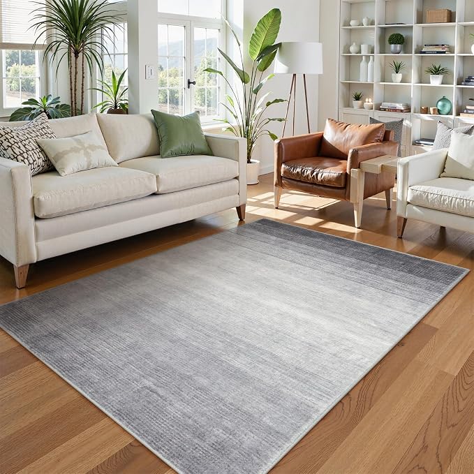 Wonnitar 4x6 Washable Grey Rug for Bedroom, Modern Ombre Area Rug for Living - Image 3