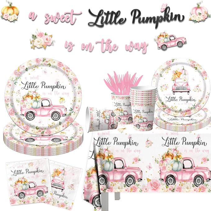 Little Pumpkin Baby Shower Party Decorations Tableware, Napkins by GREHUMOR