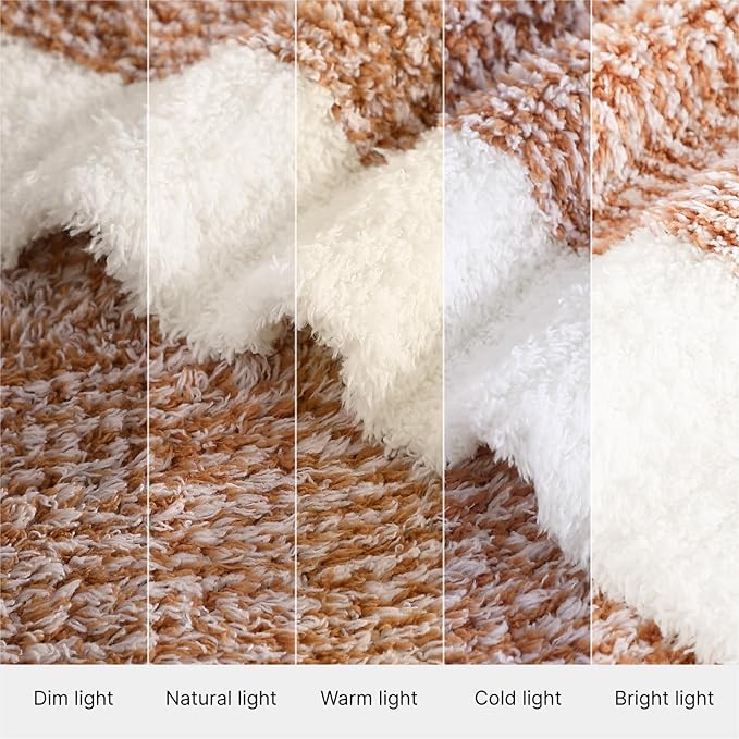 WRENSONGE Throw Blanket Cationic Dyeing Burnt Orange Soft Cozy Fluffy Warm Hand - Image 6