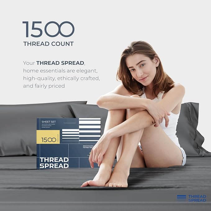 THREAD SPREAD 100% Egyptian Cotton Split King Sheets Sets - Image 8