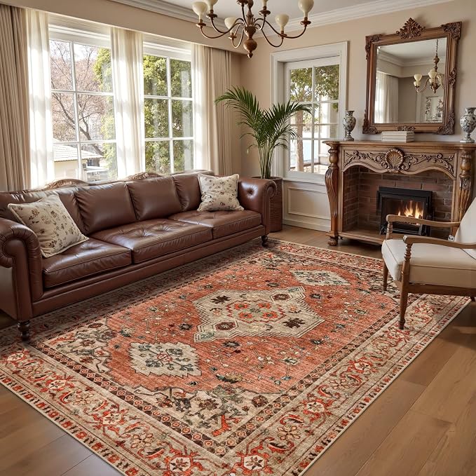 Tangsoo 8x10 Area Rug for Living Room, Washable Vintage Rug Indoor Boho Non - Image 2