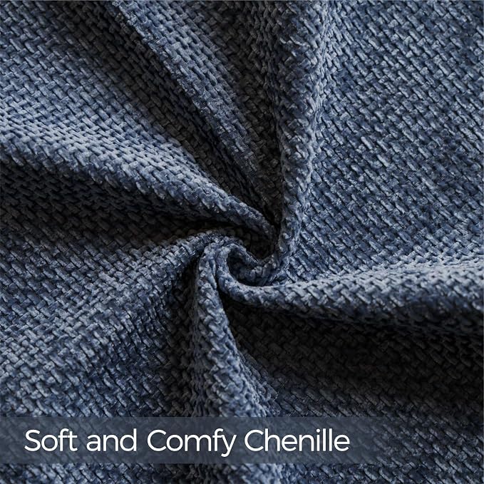 a moment Dark Blue Chenille Throw Pillow Covers 16x16 Inch Pack of 2 Modern - Image 4