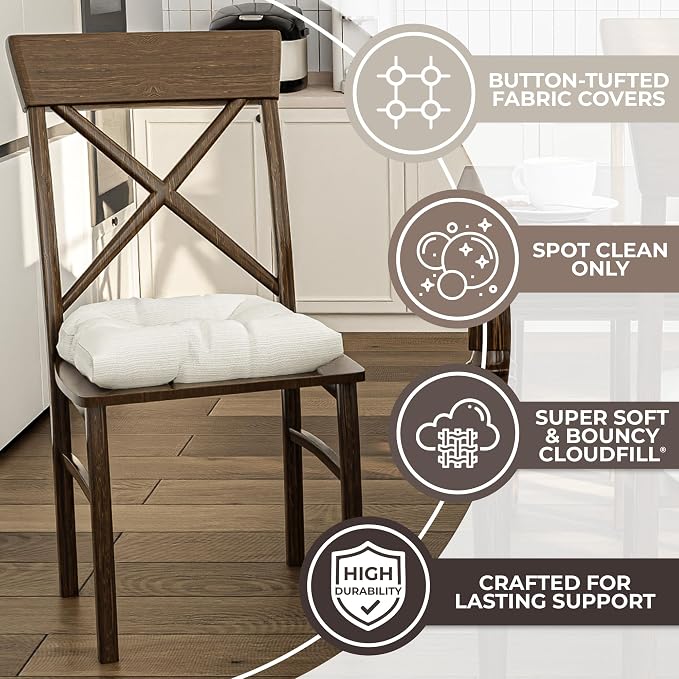 Klear Vu Gripper Overstuffed Universal Non-Slip Dining Chair Cushions - Image 2