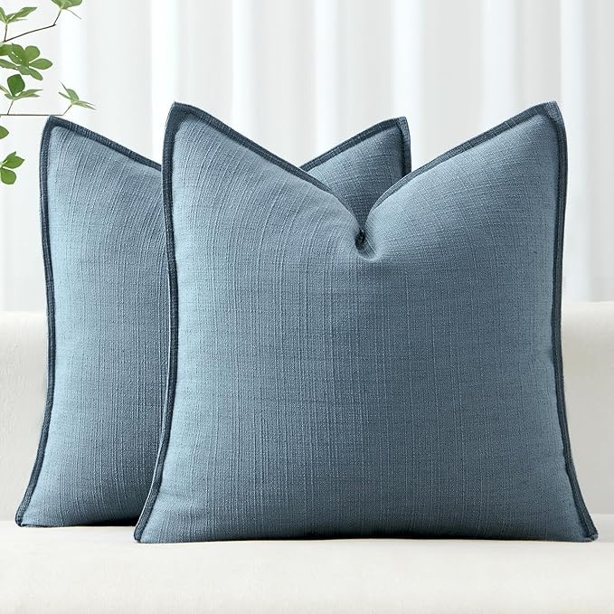 MIULEE Decorative Pillow Covers 18x18, 2 Pack Boho Farmhouse Neutral Throw by MIULEE