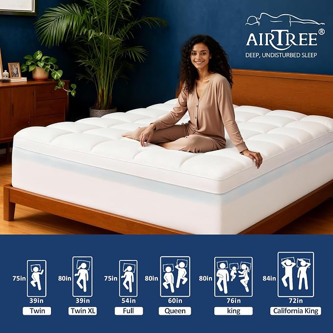 Queen Size Dual Layer 4 Inch Memory Foam Mattress Topper, 2 Inch Cooling Gel - Image 5