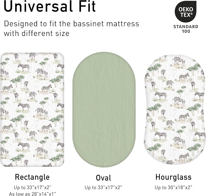 Muslin Bassinet Fitted Sheets, 2 Pack - Image 4