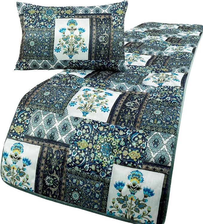 The HomeCentric King/Queen/Twin Blue Designer King 90"x18" Bed Runner Without by TheHomeCentric