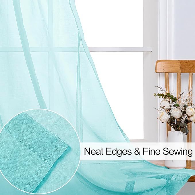 XWZO Mint Green Sheer Curtains - Image 4