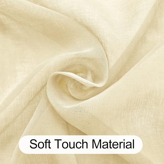 XWZO Beige Sheer Curtains 84 Inches Long 2 Panels Set - Image 5