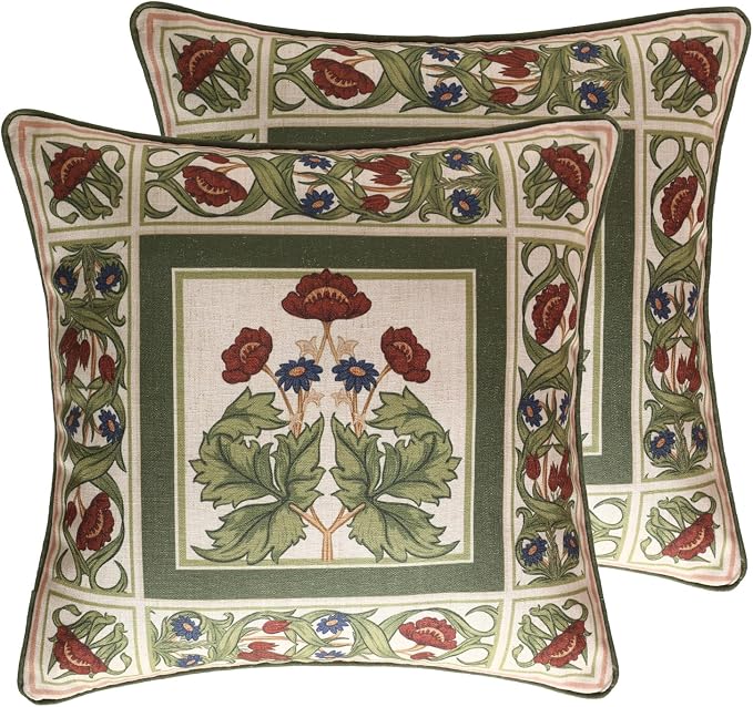ISAENNE Design Linen Square Throw Pillow Covers 18"x18" Pack of 2, Living Room by Isaennehomedecoration