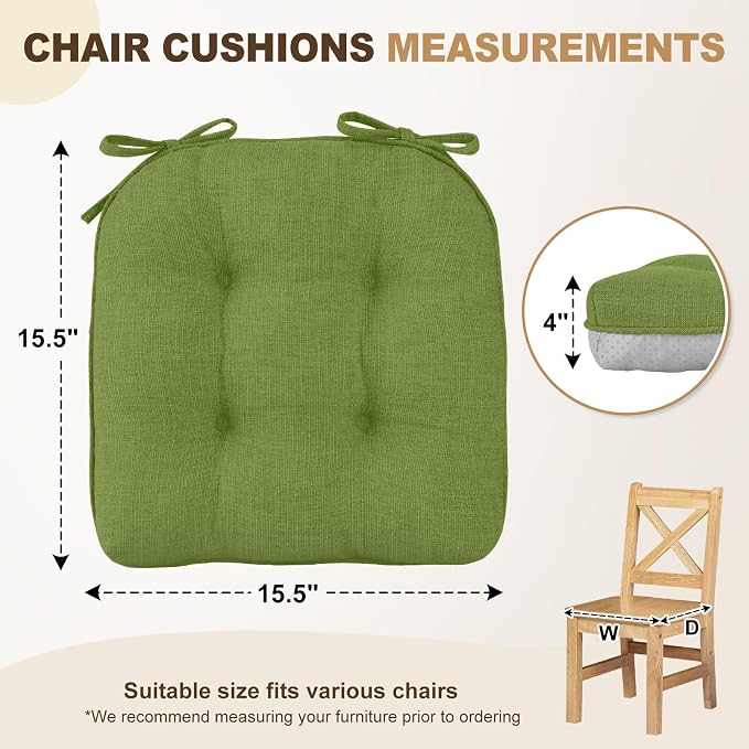 downluxe Indoor Chair Cushions for Dining Chairs, Tufted Overstuffed Textured - Image 2