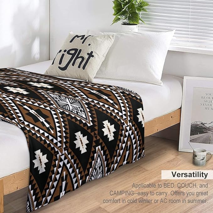 Rustic Western Throw Blanket, Southwestern Bohemian Ethnic Style Native Aztec - Image 5