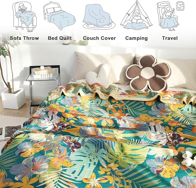 MSGKV Cotton Bed Blanket for Couch and Sofa Blankets for Living Room Bedroom - Image 4
