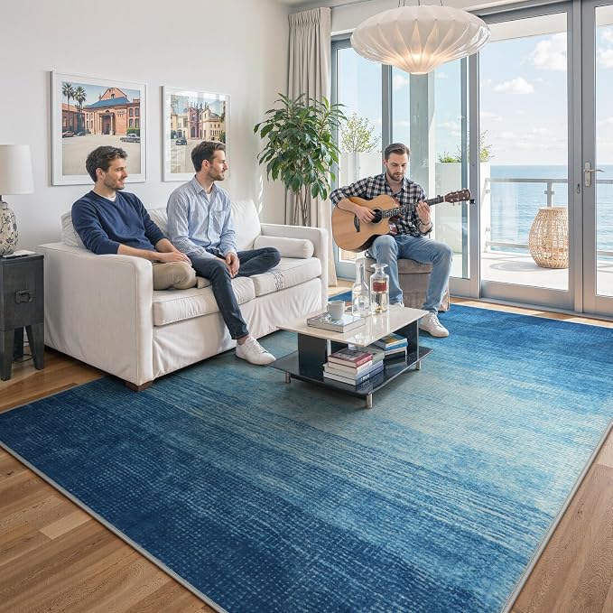 Wonnitar Modern Ombre Washable Area Rug, Non-Slip Soft Dining Room Rug - Image 4