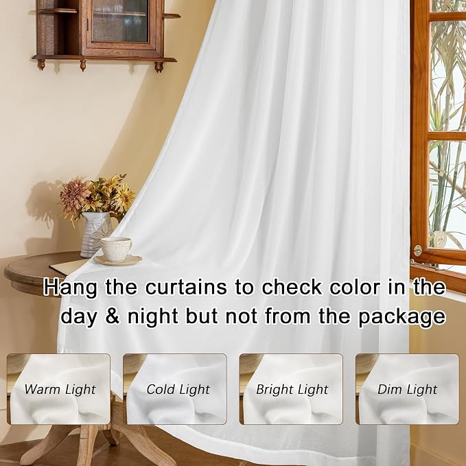 72 Inch Extra Wide Pinch Pleated Sheer Curtains 108 Inches Long - Image 6