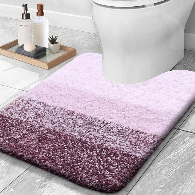 OLANLY Luxury Toilet Rugs U-Shaped 24x20, Extra Soft and Absorbent Microfiber by OLANLY
